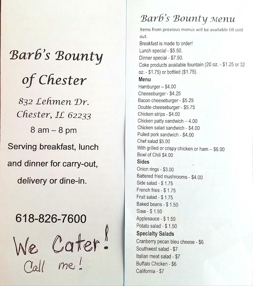 Barb's Bounty Restaurant, Jams, and Jellies Menu image 3